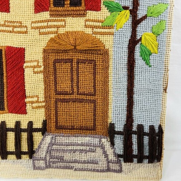 Vintage Tapestry Needle Point Art Wall Hanging Mid Century Modern u Victorian Ho - Picture 9 of 11